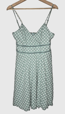 Francesca's Trixxi Mint Floral Ladder Trim Swing Dress Lined Adj Straps Sx L NWT