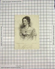 Original Old Antique Print Portrait Miss Lucy Woolnoth Engraving 18th Century