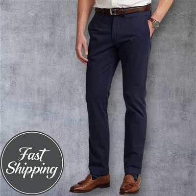 $115 POLO RALPH LAUREN Mens Chino Pants 38Wx30L Navy Slim Fit Stretch Cotton