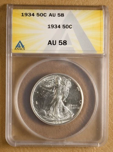 1934 P Walking Liberty Half Dollar ANACS AU58