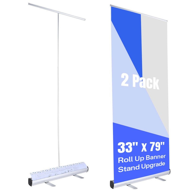 InstaHibit 2 Pcs 33"x79" Retractable Roll Up Banner Stand Pop Up Trade Show