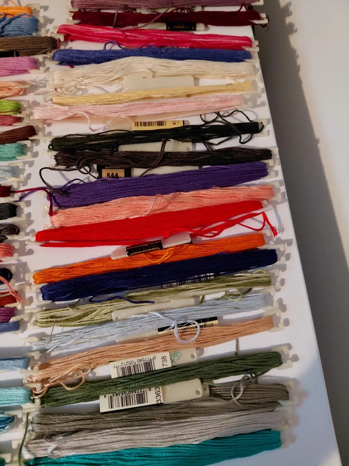 58 DMC embroidery floss skeins + 2 other on Stitch Bow Holders used cotton - Image 4 of 4