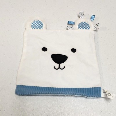 Make Believe Ideas Polar Bear Baby Lovey Blue Minky Dot Crinkle Tags Blanket Toy
