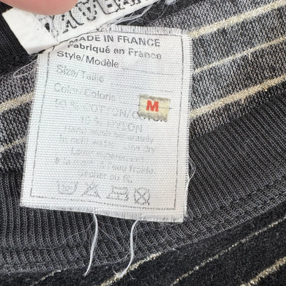 Suéter Sonia Rykiel Mujer Mediano Negro Dorado Rayas Terciopelo Pullover Francia Foto 4 de 4