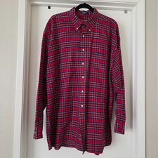 Chaps Ralph Lauren Men's XL Button Down Shirt Long Sleeve Red Plaid 90s Vintage