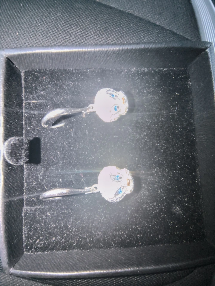 罕见 Danbury Mint 施华洛世奇水晶 Tweety 鸟银色耳环 18K 镀金  — 第 4/4 张图片