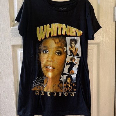 WHITNEY HOUSTON Women's Graphic Cotton T-shirt Black  size M 