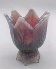 Fenton Plum Iridescent Tulip Two Way Votive/ Candle Holder