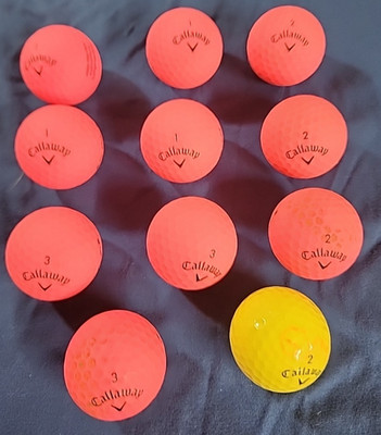10 Callaway Supersoft Pink Golf Ball & 1 Neon Yellow Used Branded Marks