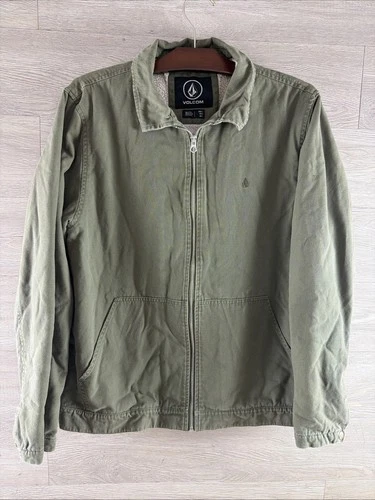 Volcom Men L Palm Drive Full Zip Sherpa Lined Jacket Military Green - product listing photo