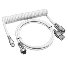 USB C Coiled Keyboard Cable - Gaming Keyboard Coil Cord,Custom Type White