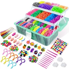 14500 Rubber Bands Kit, Colorful Rubber Bands Refill Kit with 3 Layer Container