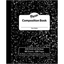 Pacon Softcover Composition Book 9.75" x 7.5" 3/8" Ruled 60 Sheets Black Marble