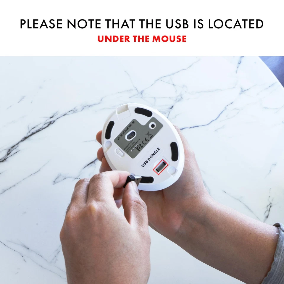 Wireless Mouse, Vertical Ergonomic Mouse with Bluetooth Dual Modes + USB Dong... - Image 3 of 4