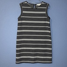 LOFT Ann Taylor Dark Navy & White Striped Sleeveless Peephole Back Dress Size M