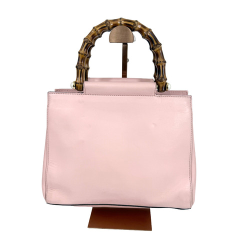 GUCCI Bamboo Nymphaea Small 453767 Leather Handbag Top Handle Bag Pink Womens
