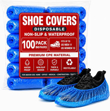 MAQIHAN 100 Pack Shoe Covers Disposable - Non Slip Plastic Booties Covers  Foot