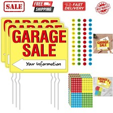 Garage Sale Sign, 3PCS Double Sided Yard Sale Signs with 6 Metal Stakes  960...