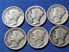 Early Mercury Silver Dime Lot! 1917 S, 19 S, 20 D, 25 D, 26 D, 26 S
