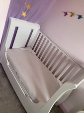 TUTTI BAMBINI Deluxe Sleigh Cot Bed with Under Bed Intergrated Draw - White