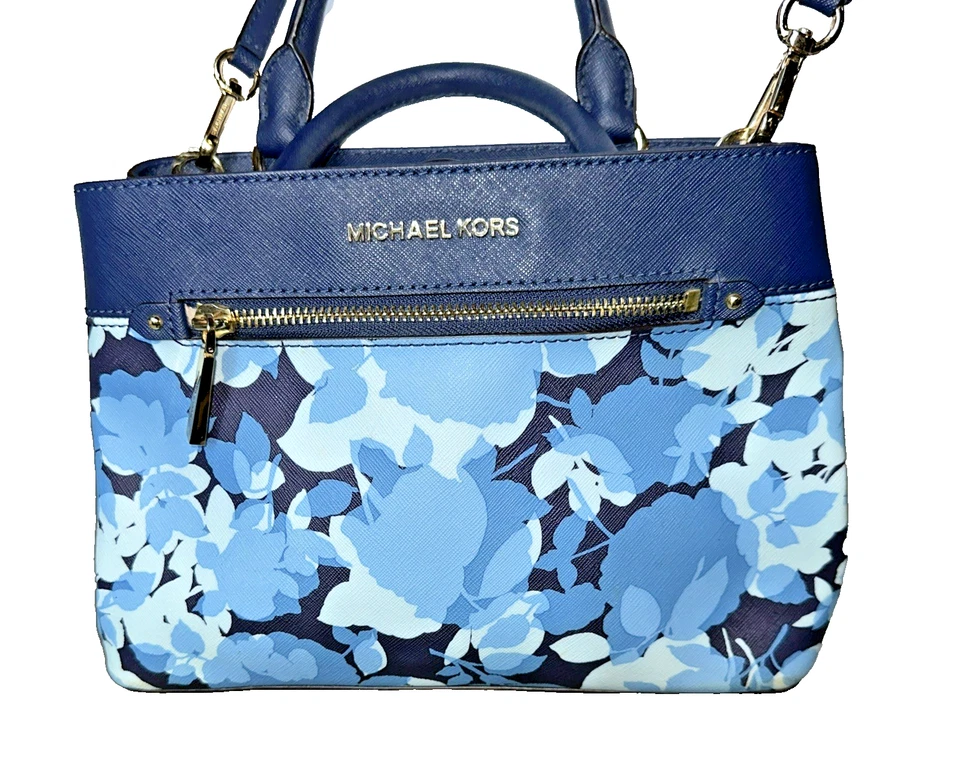 Bolso Bandolera Michael Kors Hailee Kellen XS Mango Superior Floral Azul RARO Foto 3 de 4