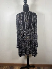 reiss lola printed flippy dress size 4 long sleeve belted