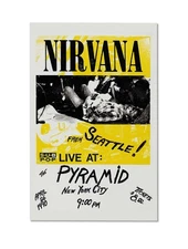 Nirvana Live at The Pyramid NYC 1990 Wall Art Poster – Grunge Rock Art Print