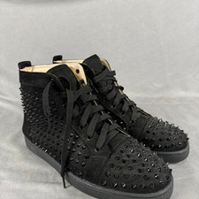 Christian Louboutin High Top Sneakers Size 47 Black Spike Suede