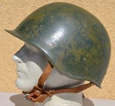 RUSSIAN ARMY Ssh40 HELMET 1960'S MODIFIED DOUBLE LEATHER EAST GERMAN CHINSTRAP