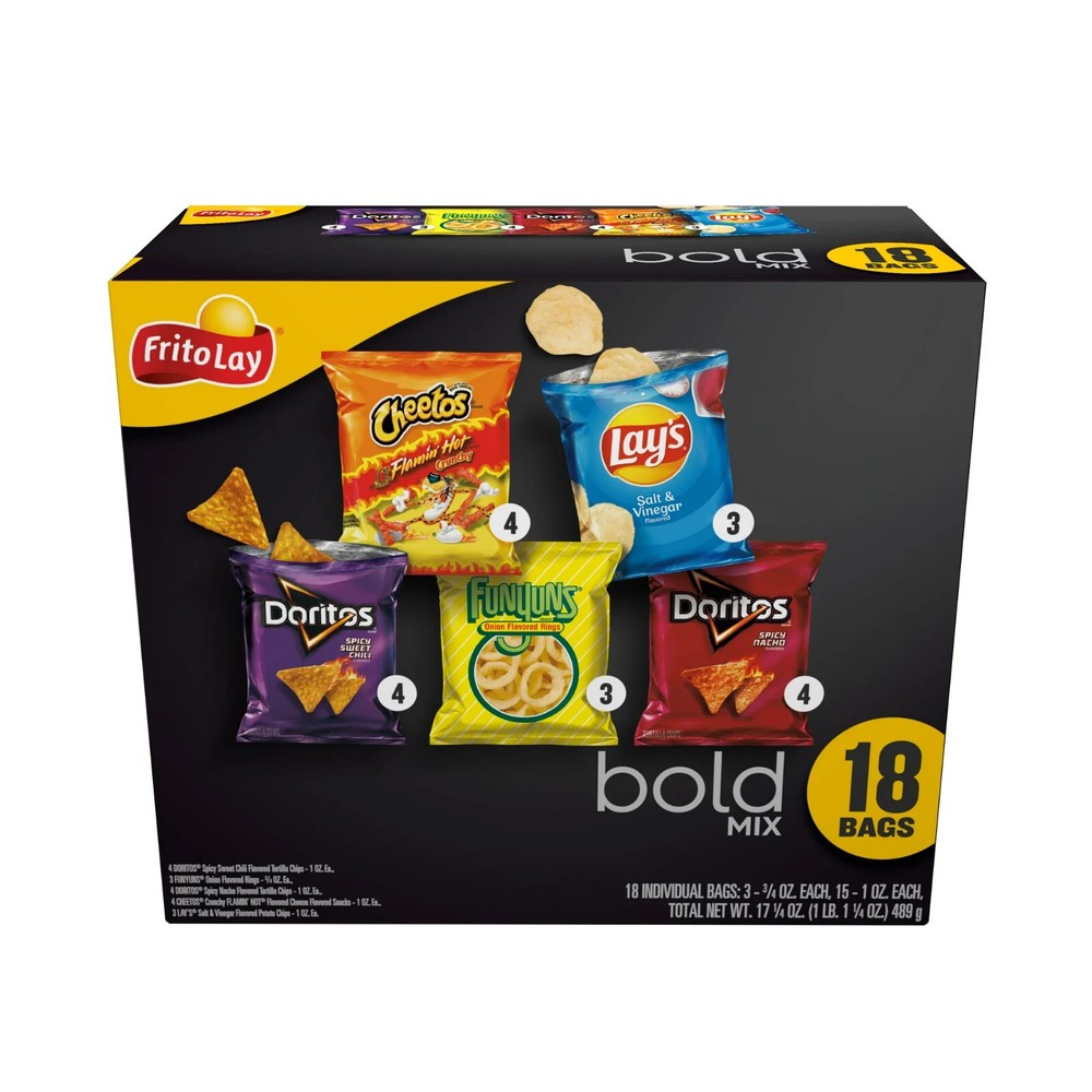 Frito-Lay Bold Mix Variety Pack Snack Chips, New 18 Count Multipack FRESH