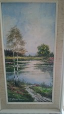 Bodensee Aquarell mit Moorlandschaft von Bodenseemaler signiert
