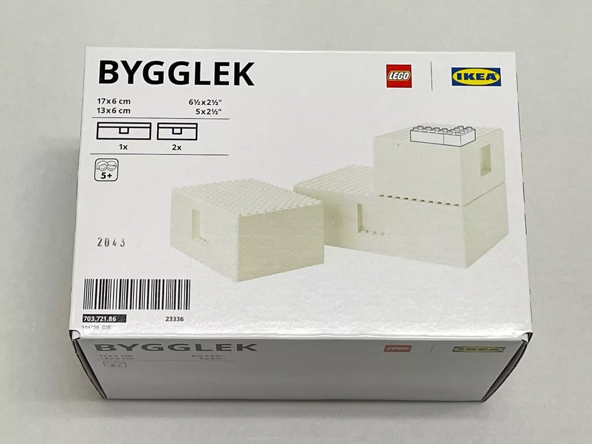 BYGGLEK LEGO® box with lid, set of 3, white - IKEA