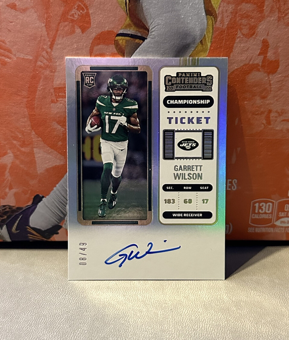 Garrett Wilson 2022 Contenders Auto #d /49 Championship Ticket Rookie RC Jets