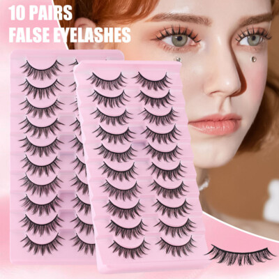 Falsche Wimpern Cross Volume Natural Wispy Long Lashes 10 Paar Set ％