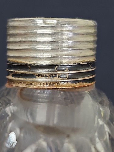 Vintage Cut Glass Sterling Silver Top Flask Antique Liquor Woman - Picture 11 of 13