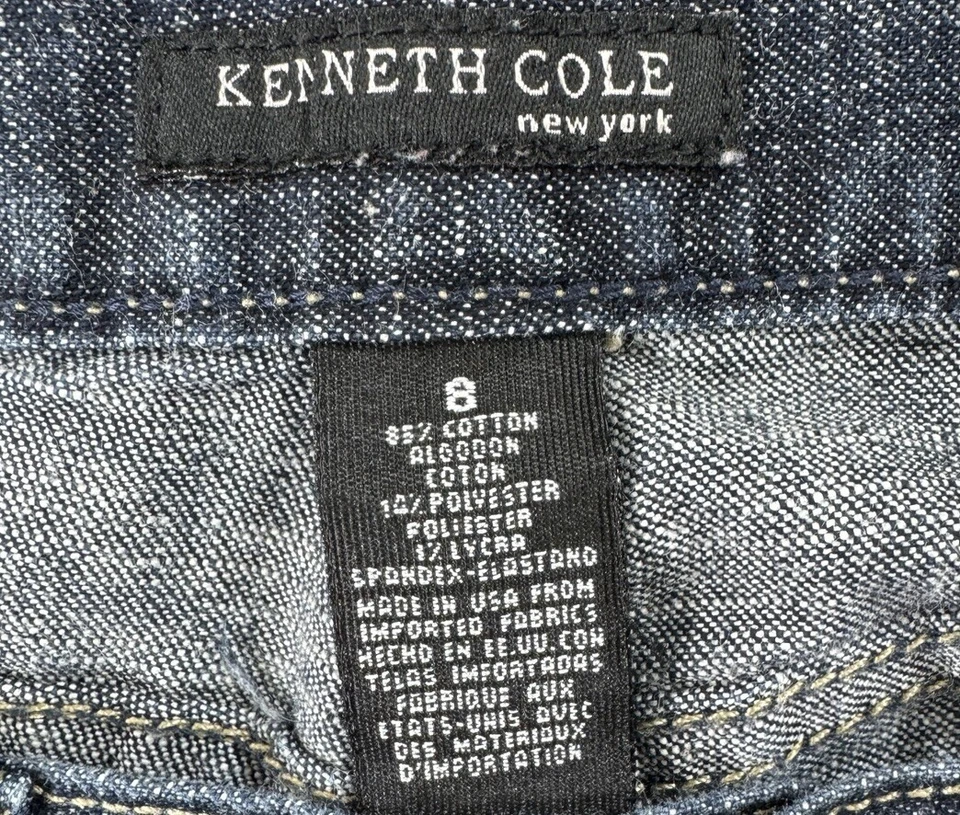 Pantalones de mezclilla Kenneth Cole para mujer 8 (30x31) azules acampanados pierna ancha elásticos EE. UU. Foto 3 de 4
