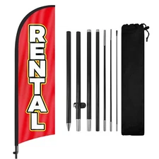 FSFLAG Rental Feather Flag Banner 8Ft Advertising Sign with Pole and Stake