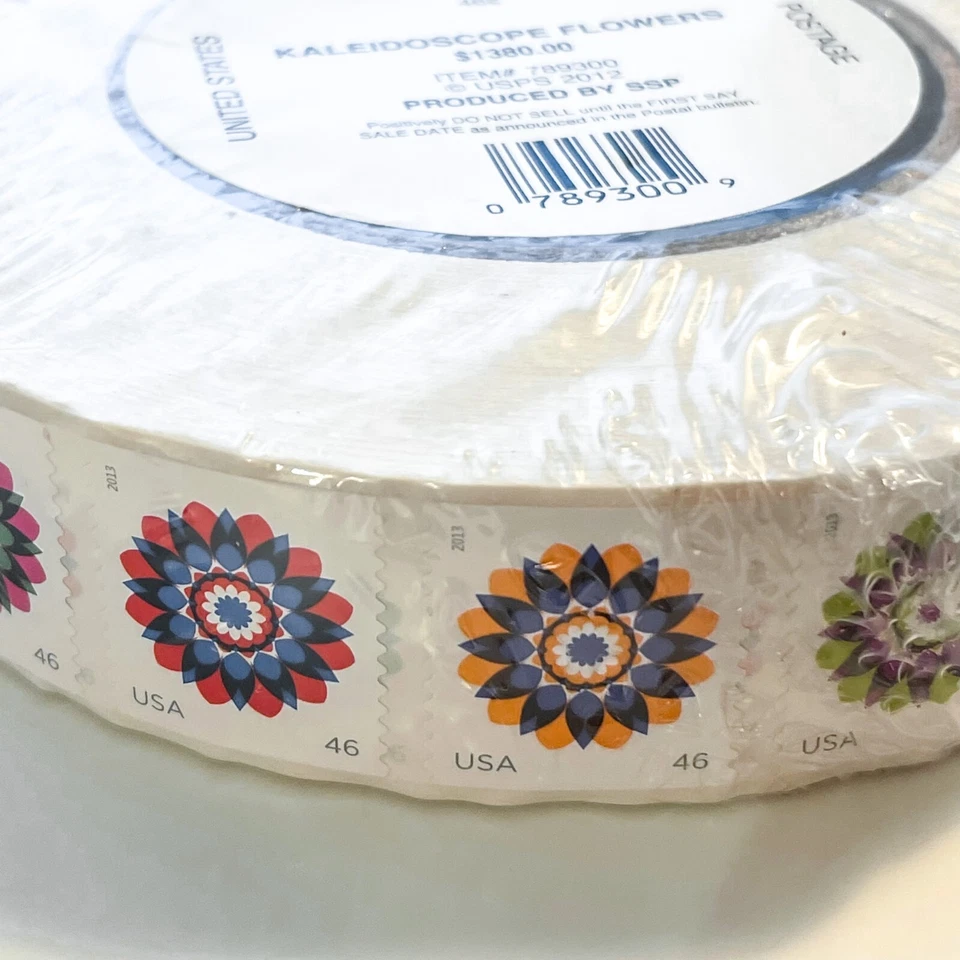 US # 4722-25 / 4725a Kaleidoscope Flowers 46c (2013) - Coil Roll 50 Stamps NEW! - Image 3 of 4