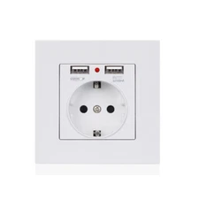 Electrical Outlet Wall Socket PC Panel Power Receptacle EU Plug USB Charger Port