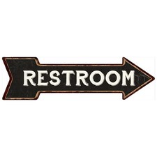 Restroom Right Arrow Sign Vintage Looking Metal Sign 6x18 Inches