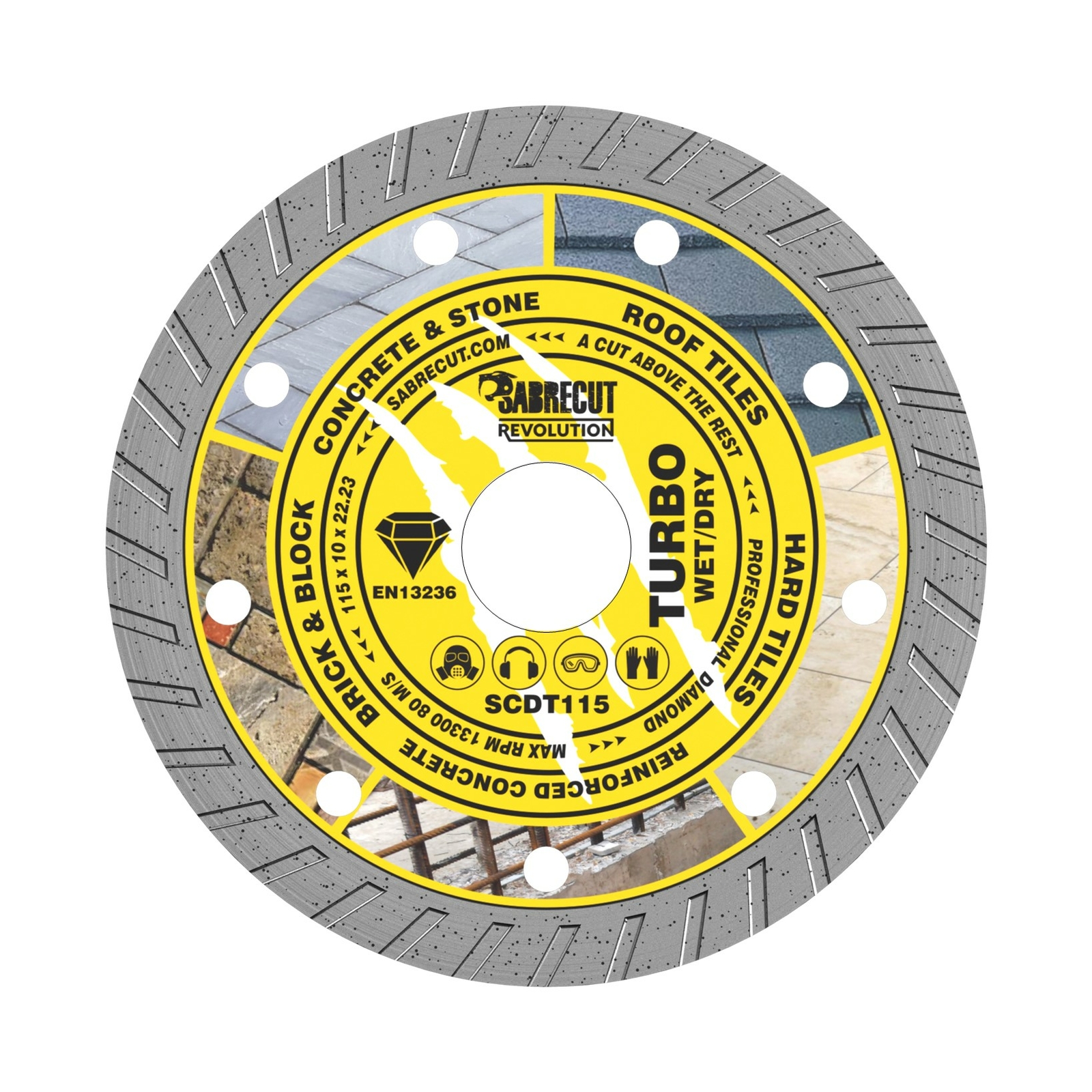 SabreCut 115 x 10 x 22.23mm Professional Turbo Diamond Blade for Angle Grinders