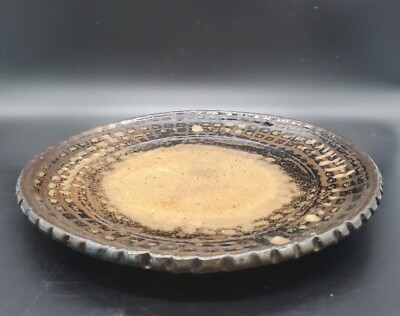 Handmade Studio Art Pottery Decorative Plate Charger Brown Stoneware 11'' Marked