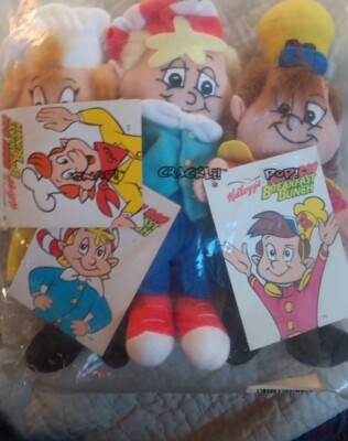 1997 Kellogg's Snap Crackle Pop Plush Toys Set NIP