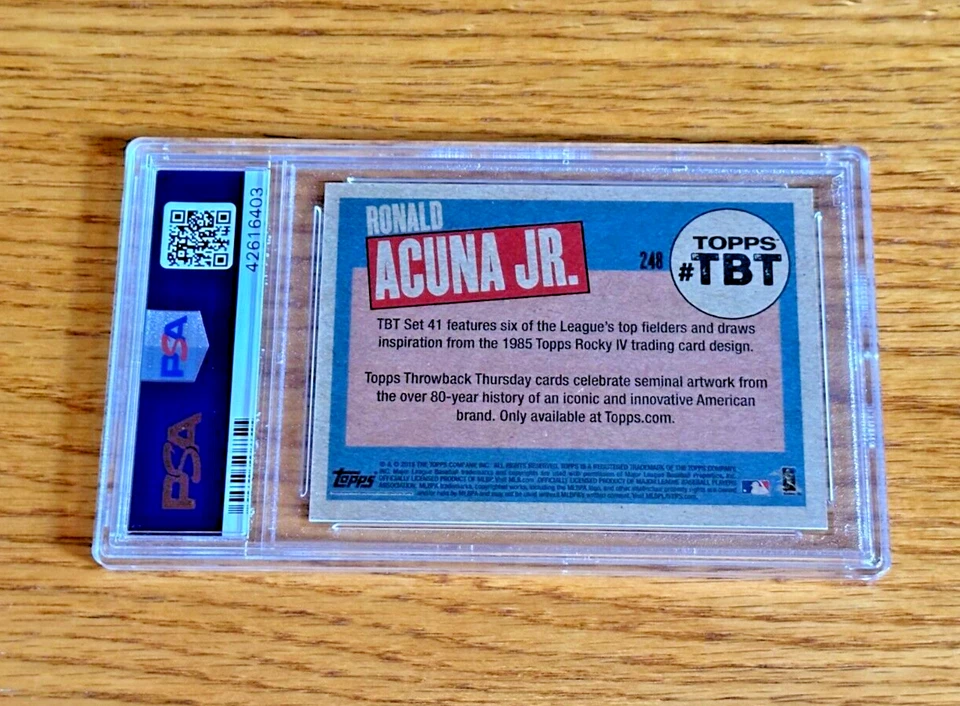 RONALD ACUNA JR. 2018 Topps Throwback Thursday #248 #TBT PSA 10 RC SP */605 - Image 2 of 2