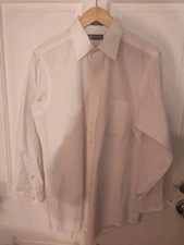 Chaps Men's White LS Button Up Dress Shirt Sz M