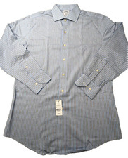 Brooks Brothers Shirt Mens 15.5 32/33 Regent Fit Blue Stripe Spread Collar