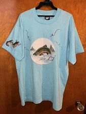Screen Stars Best Shirt Blue Fish Design Size XL