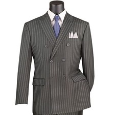 BIG  TALL Men's Charcoal Pinstripe Double-Breasted Classic Fit Suit NWT
