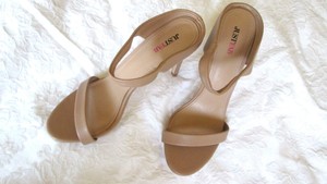 beige open toe mules