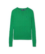 Genuine Polo Ralph Lauren W Cable Knit Cotton Crew Neck Sweater - Green
